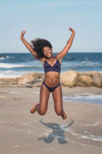 happy woman at beach