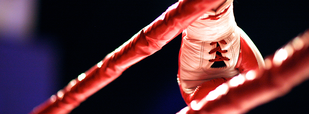 Before the fight start, hand of a boxer at the ring