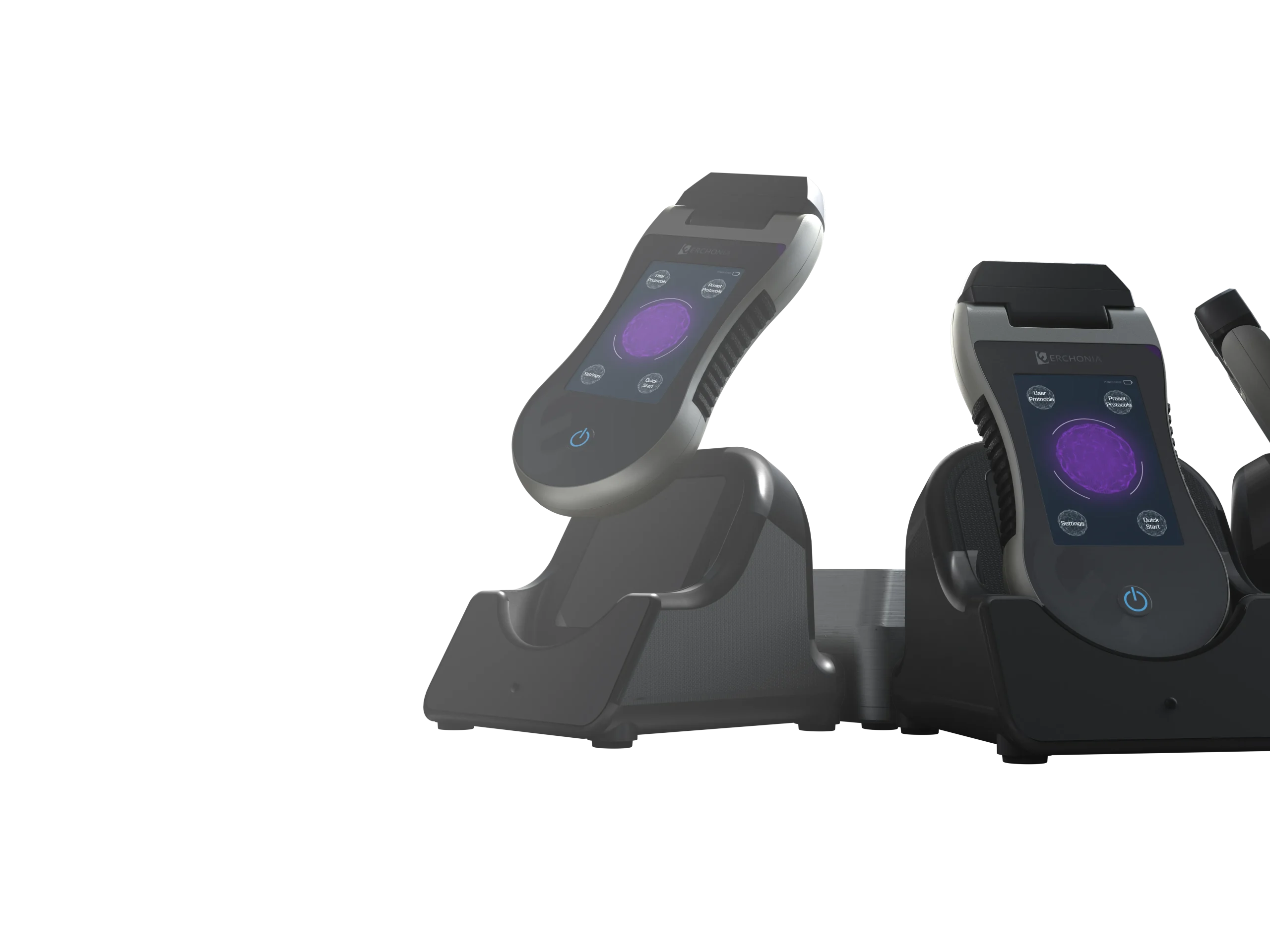 The Erchonia Base Station from the front with three handhelds docked