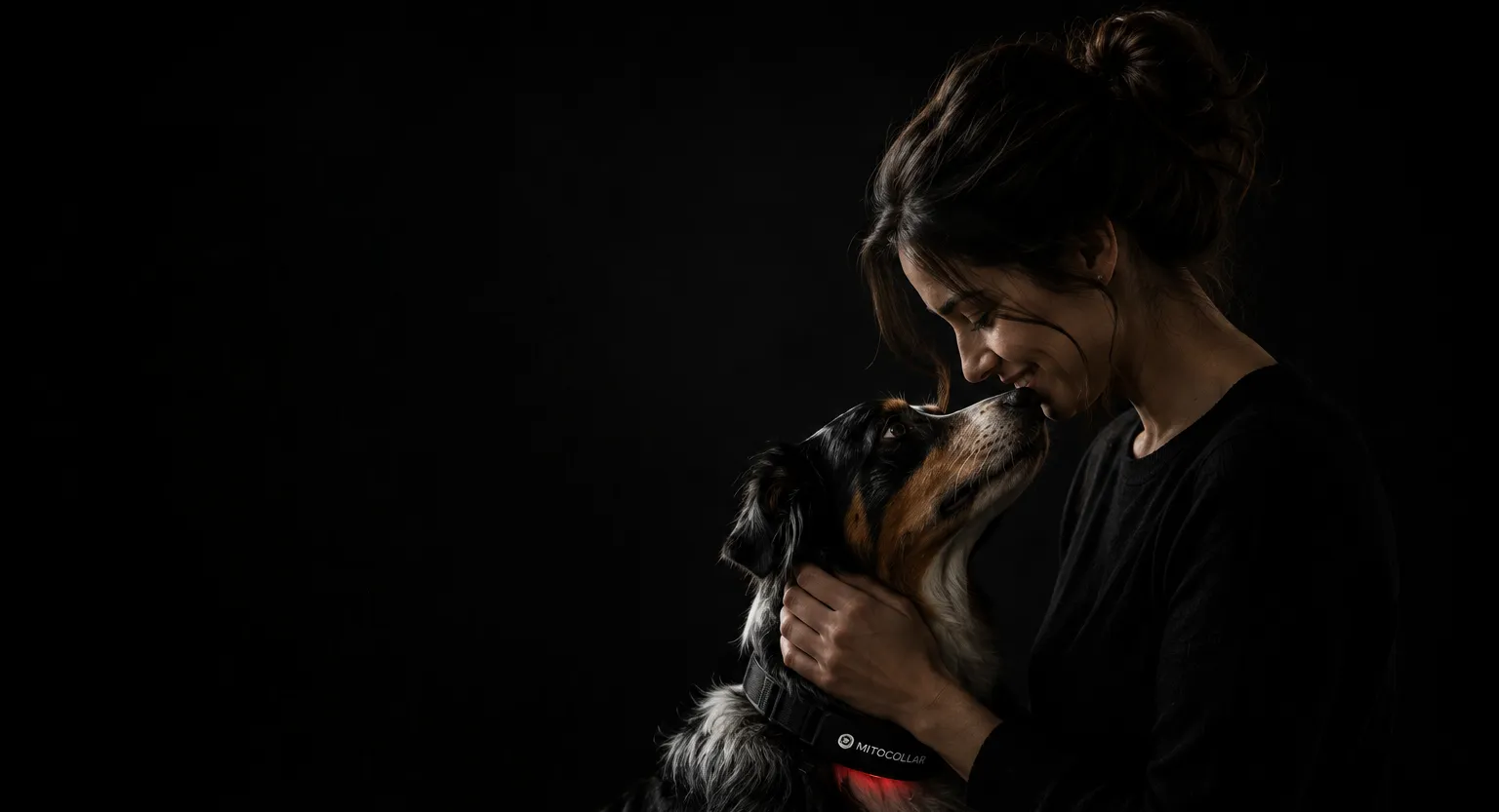 A dog resting with its owner