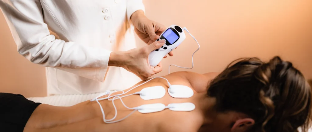 Upper Back Physical Therapy with TENS Electrode Pads